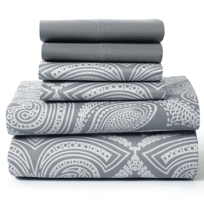 6Pc Paisley Sheet Set – Soft Microfiber, Wrinkle-Free, Luxurious Printed Bed Sheets