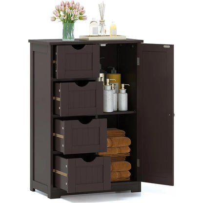 Bathroom Multifunctional Storage Cabinet with 4 Drawers and 1 Door
