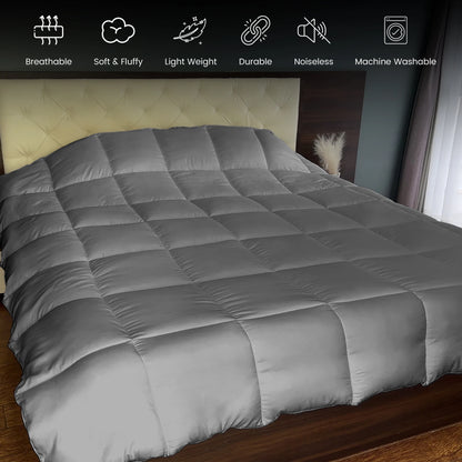 Down Alternative Comforter – 1 Piece Fluffy Duvet Insert with Box Stitch Design
