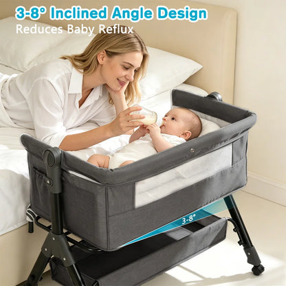 Portable Baby Bassinet, Foldable & Height Adjustable