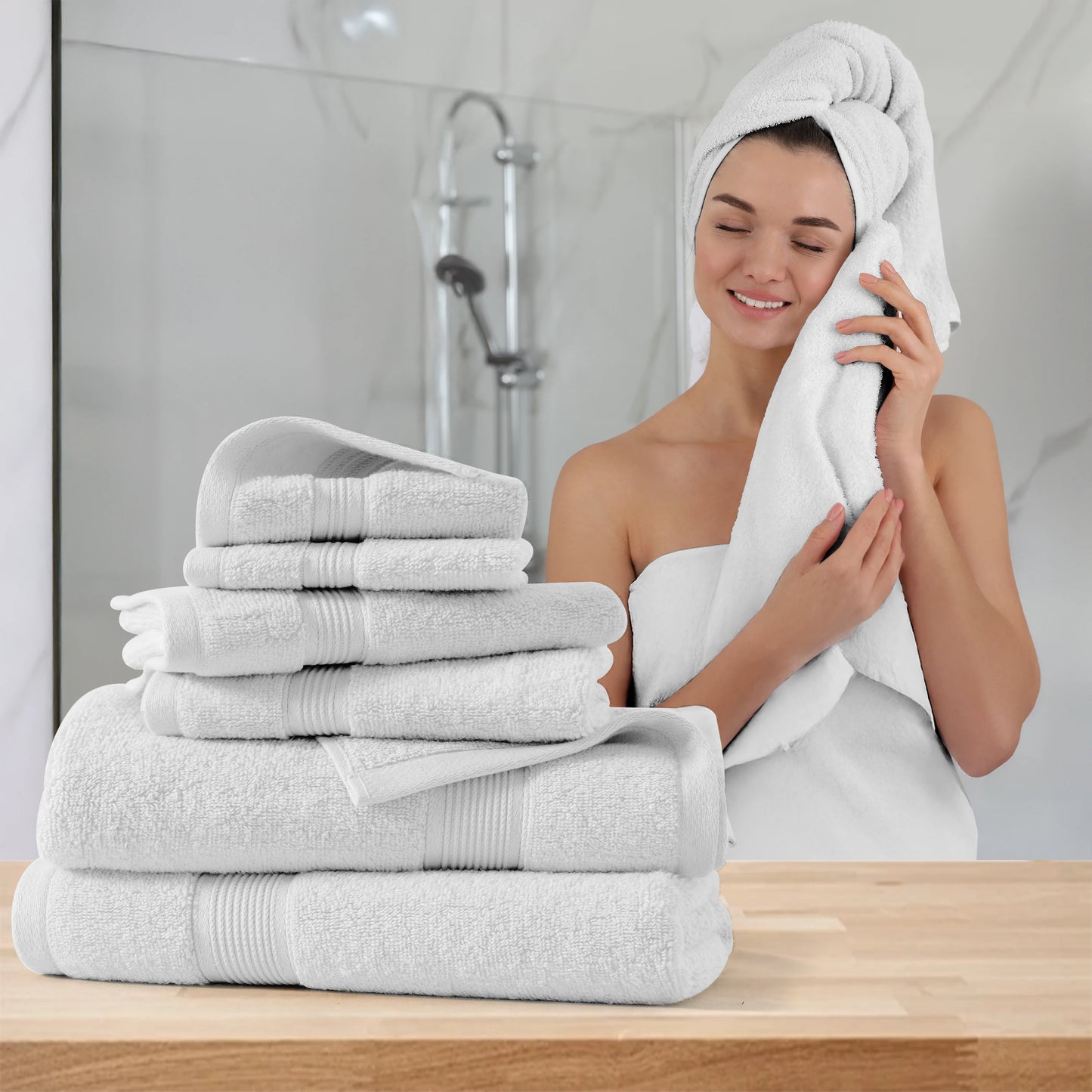 6-Piece Bath Towel Set – 100% Cotton, Ultra-Soft & Absorbent