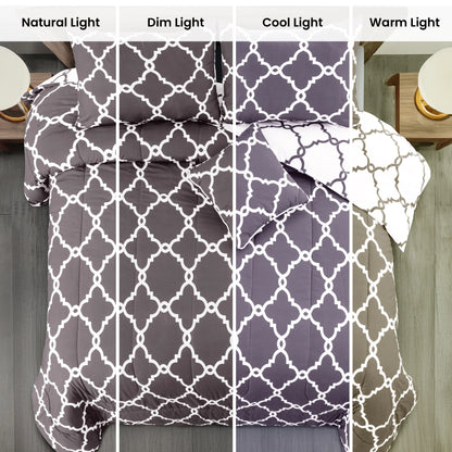 Printed Reversible 5pc Comforter & Bedding Set