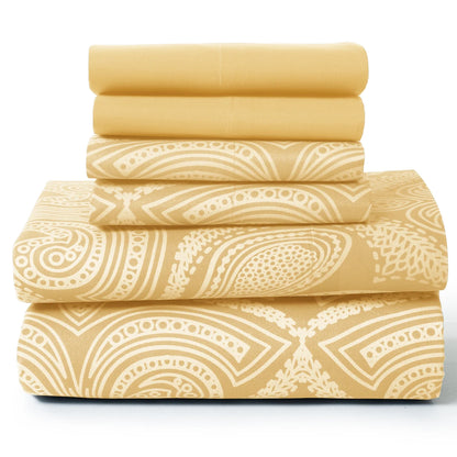 6Pc Paisley Sheet Set – Soft Microfiber, Wrinkle-Free, Luxurious Printed Bed Sheets