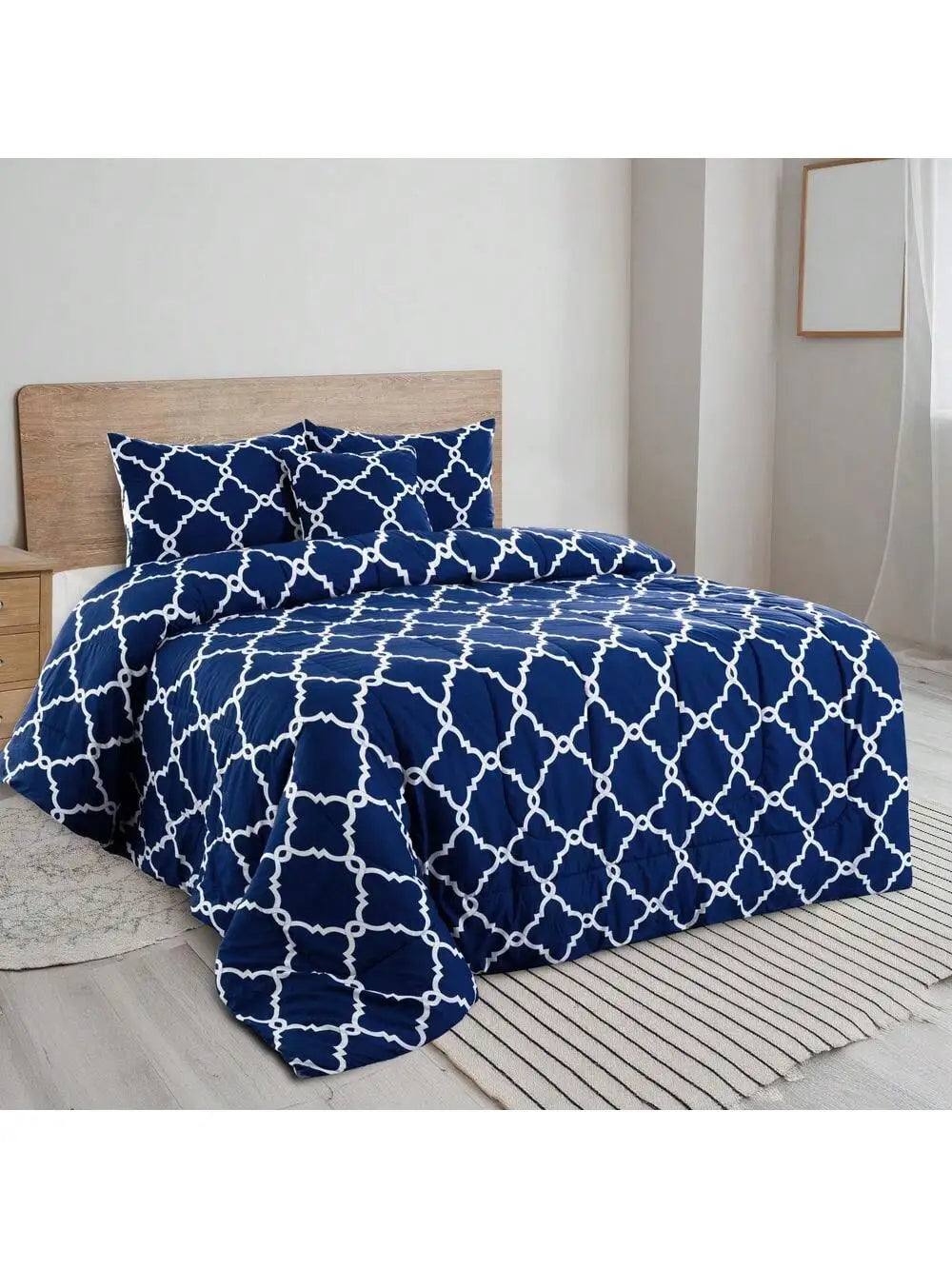 Printed Reversible 5pc Comforter & Bedding Set