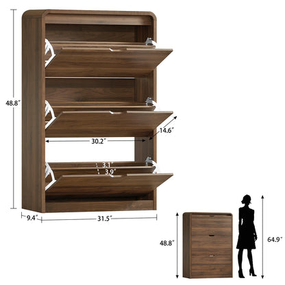 Shoe Cabinet with 3 Flip Drawers & Adjustable Shelves for 18-27 Pairs