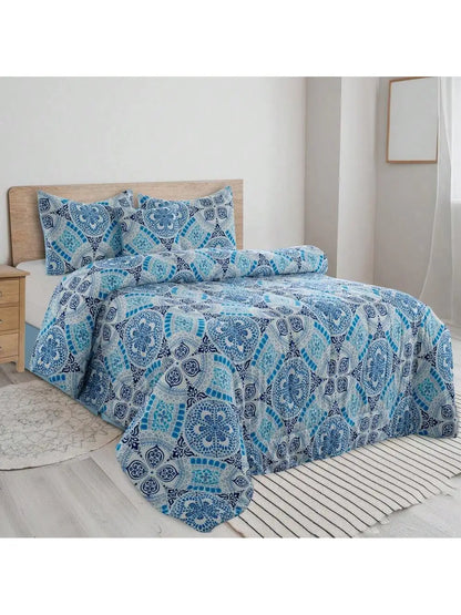 Printed Reversible 5pc Comforter & Bedding Set