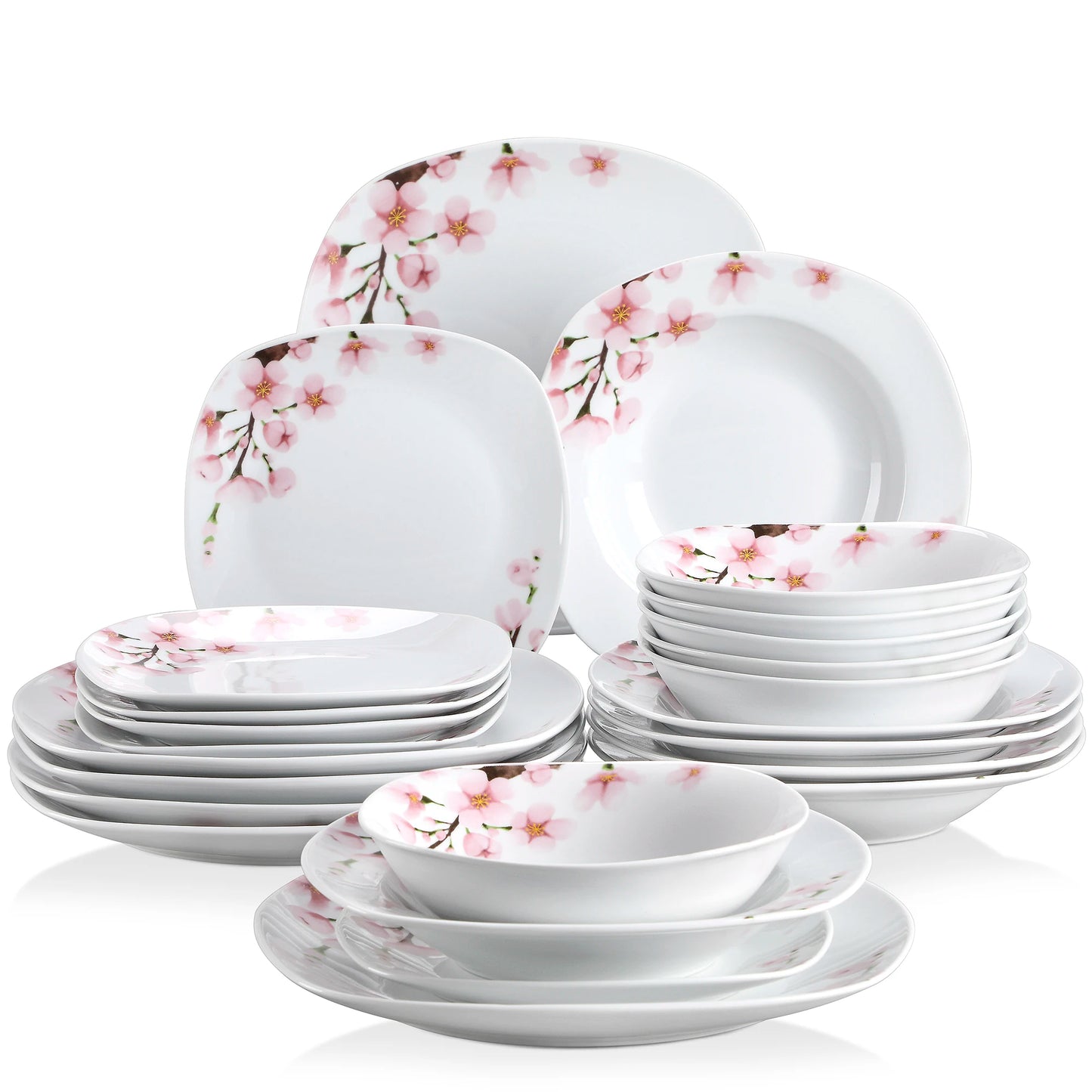 Porcelain Ceramic Tableware Dinner Plate Set for 6/12 Person