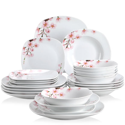 Porcelain Ceramic Tableware Dinner Plate Set for 6/12 Person