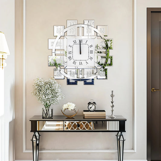 #MirroredWallClock #LuxuryHomeDecor #ModernWallClock #LivingRoomDecor #WallDecor