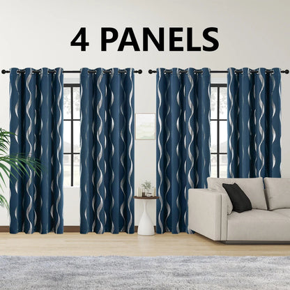 4PCS Blackout Curtains Grommet, Thermal Insulated