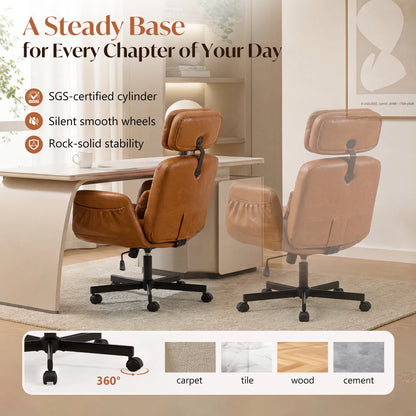Ergonomic Cross-Legged Computer Desk Vanity Chair with Flip Armrests