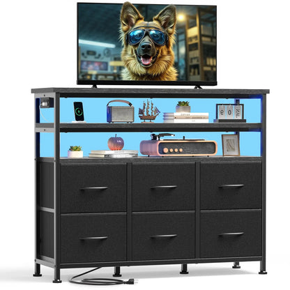 Wood Top TV Media Console Table Cabinet, Holds Up to 45" TV