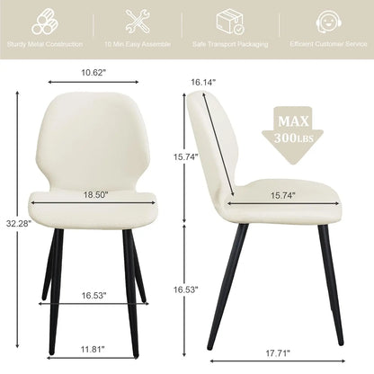 Set of 6, Mid Century Leather Upholstered Chairs with Breathable Seat