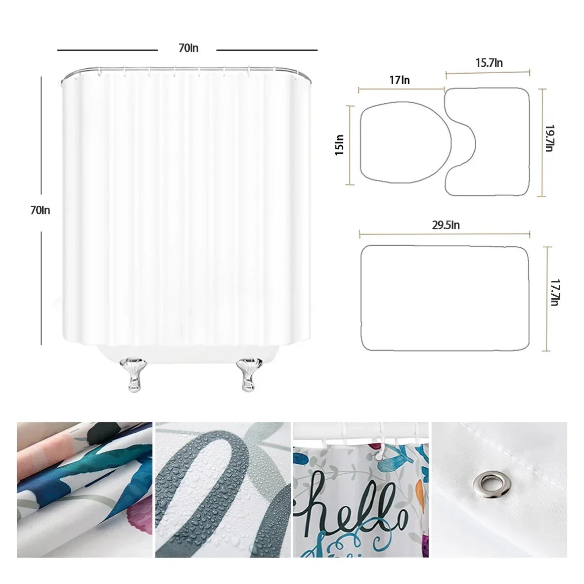 Christmas Shower Curtain & Bath Mat Set