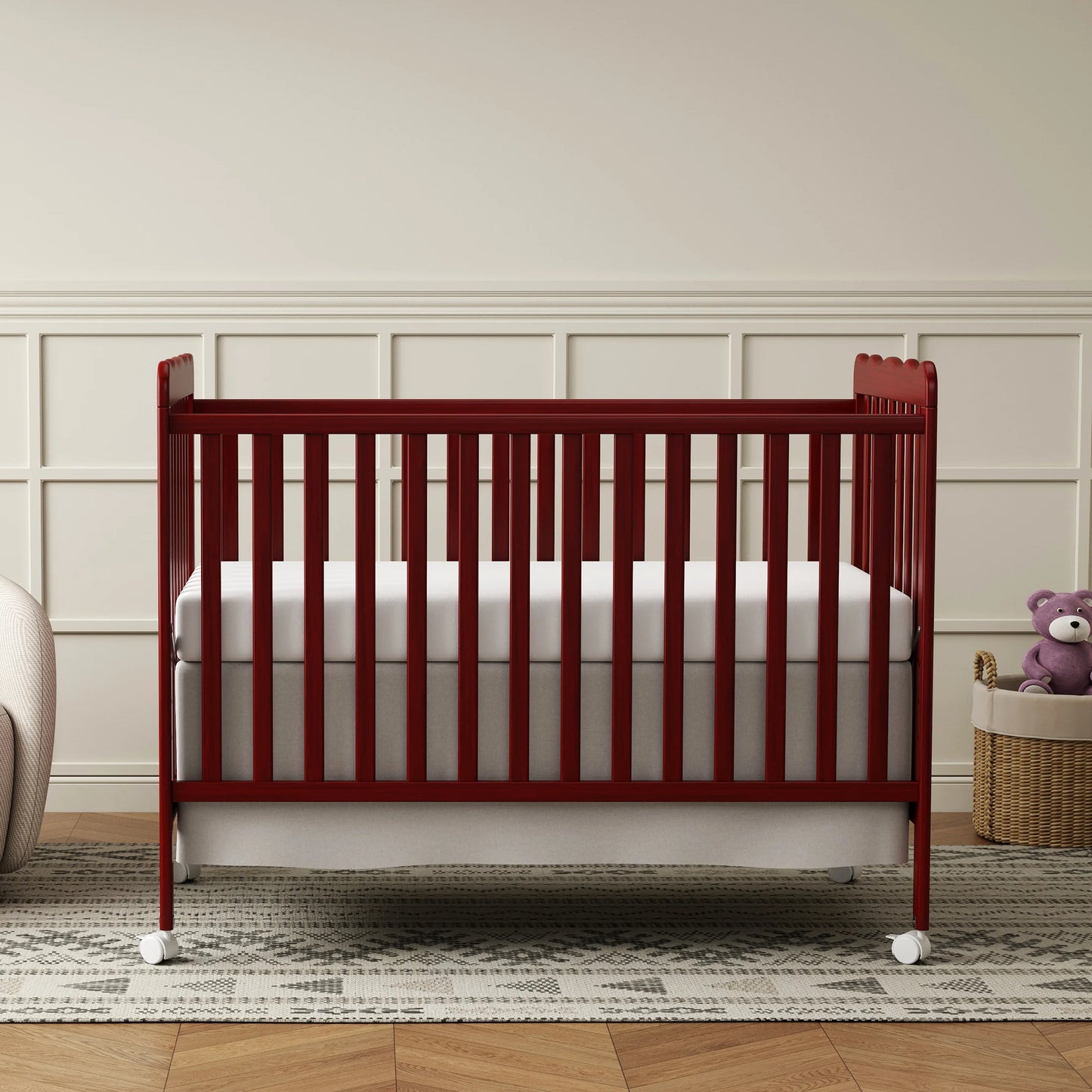 4-in-1 Convertible Wooden Baby Crib w/ 3 Adjustable Heights