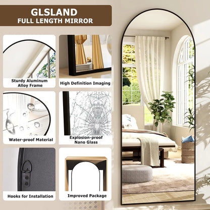 21 x 64 inch Arched Full Length High-Definition Mirror