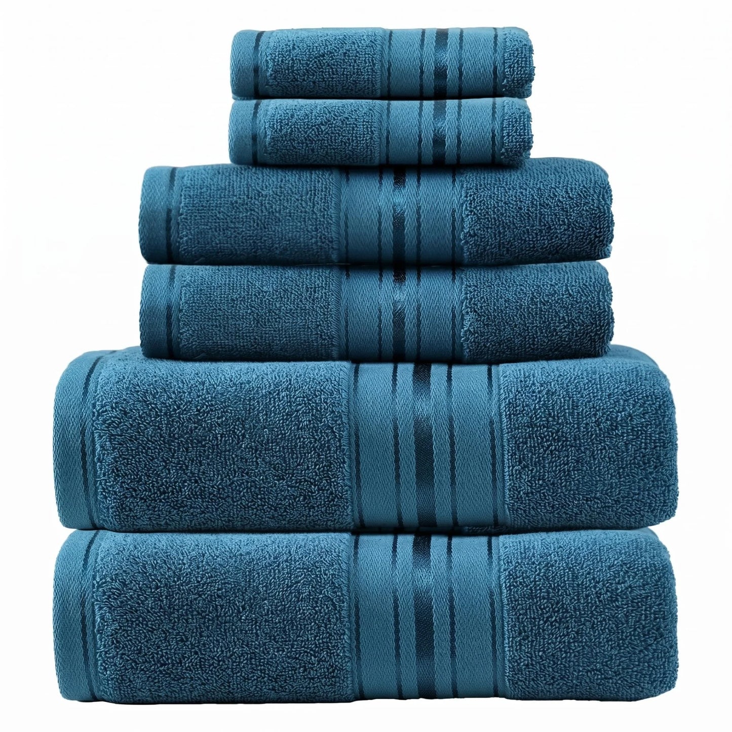 6 Piece Luxury Turkish Bathroom Towel set, 100% Cotton