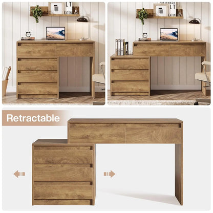 63" Vanity Desk with 5 Drawers