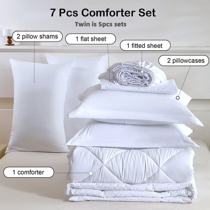 5pcs/7pcs Twin, Full, Queen, King, Bedding Sets with Comforter