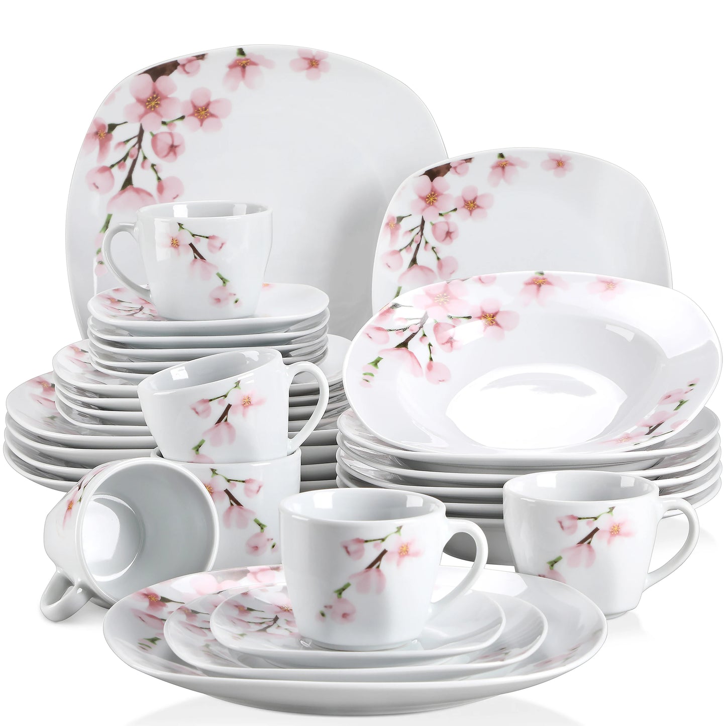 Porcelain Pink Floral Plates Dinner Set