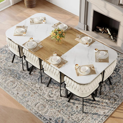 9-Piece Space-Saving Two-Tone Wood Grain Dining Table Set