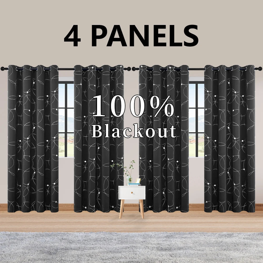 4PCS Blackout Curtains are Thermal Insulated