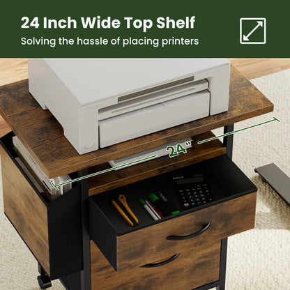 Mobile Printer Stand with Open Shelf & Side Storage Bag