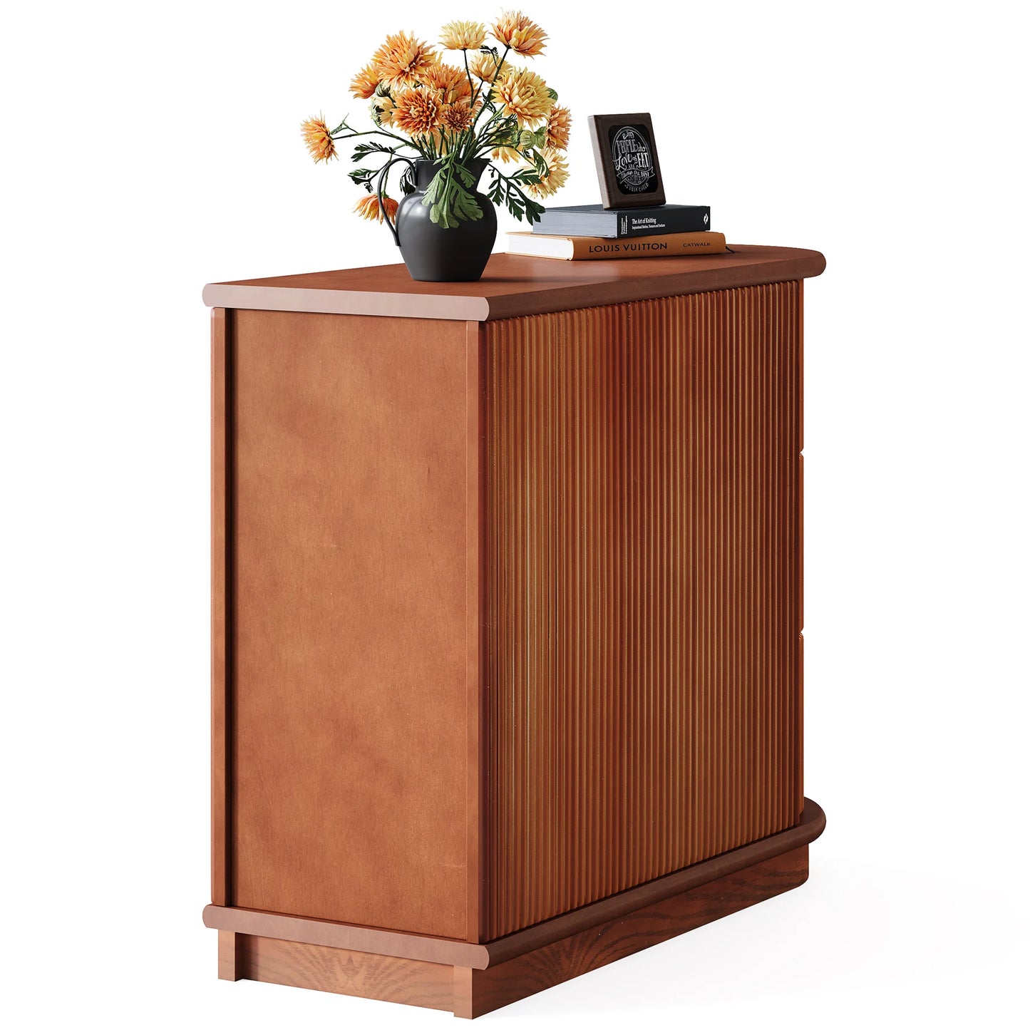 Narrow Solid Wood 3-Drawer End Table