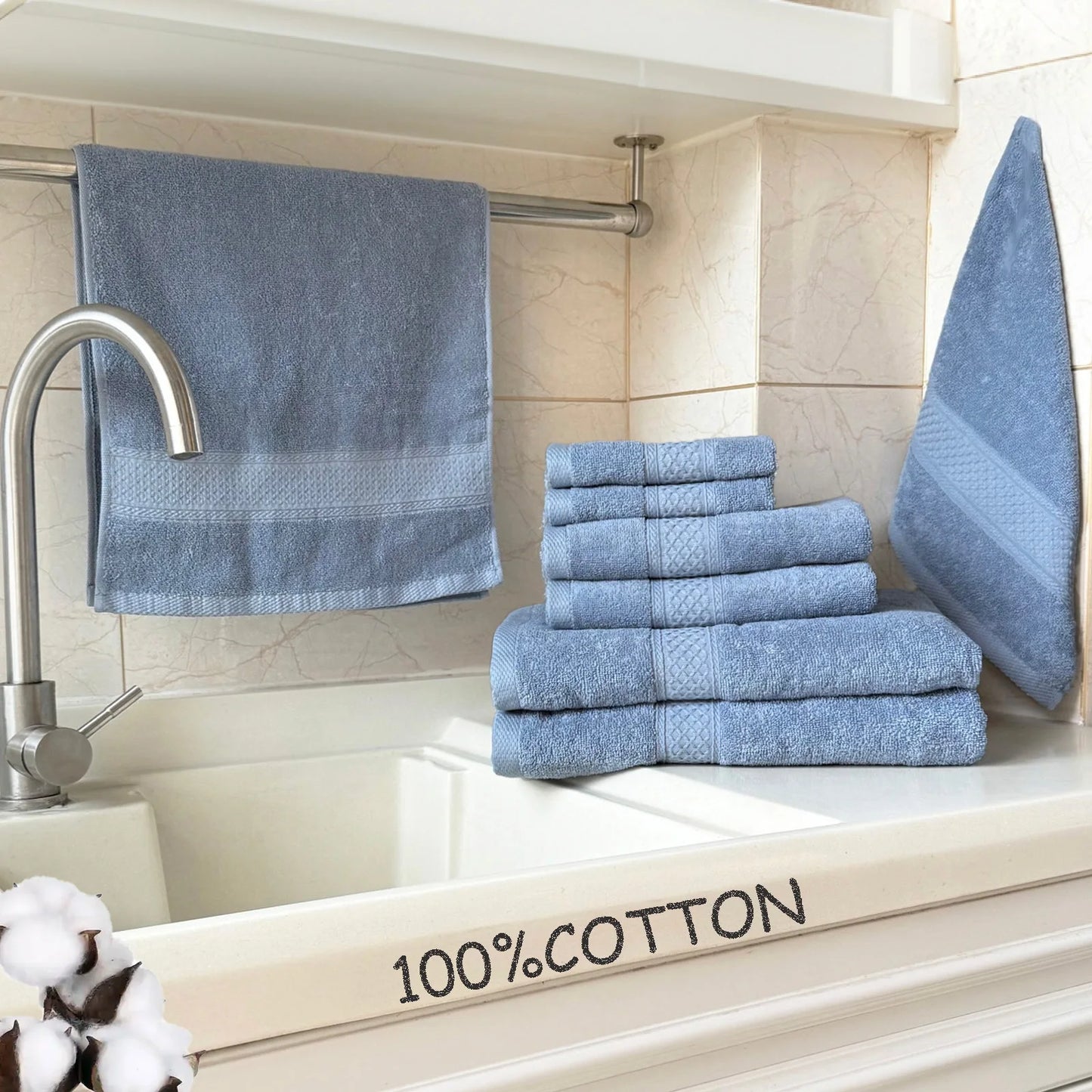 20/16/10pcs Cotton Soft Bath Towel Set for Bathroom