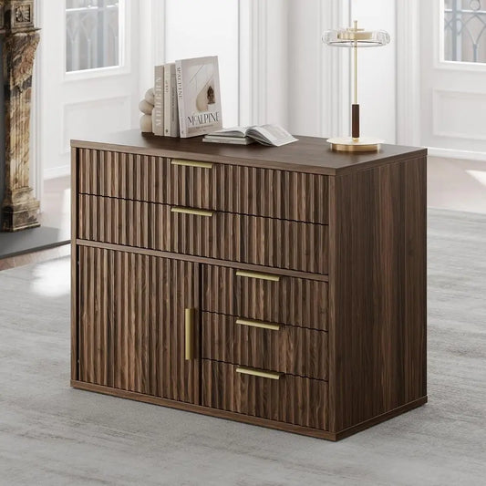 Fluted File Cabinet with 5 Drawers