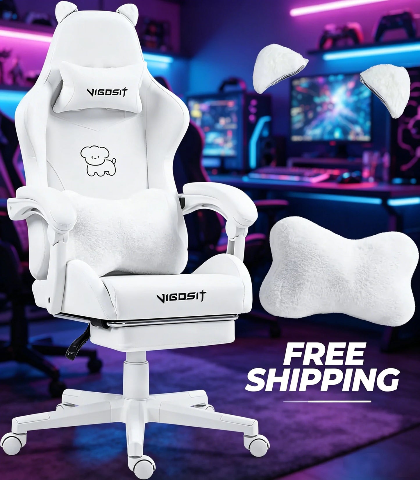 Ergonomic Computer Chair with Footrest, Headrest & Lumber Support