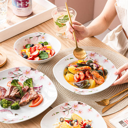 Porcelain Ceramic Tableware Dinner Plate Set for 6/12 Person