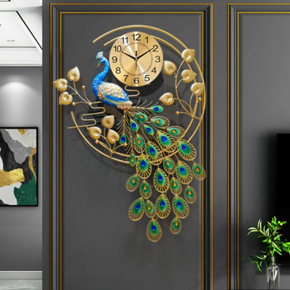Metal Peacock Shaped, Silent Wall Clock