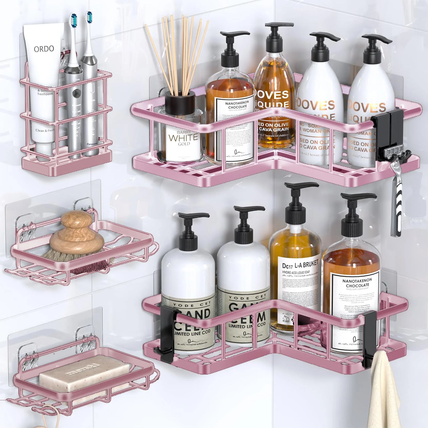 5-Pack Rustproof Shower Organizer Corner with Soap Holder