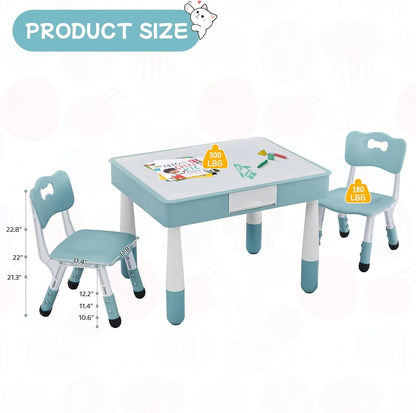 4 in 1 Kids Activity Table and 2 Chairs Set for Kids Ages 3-10