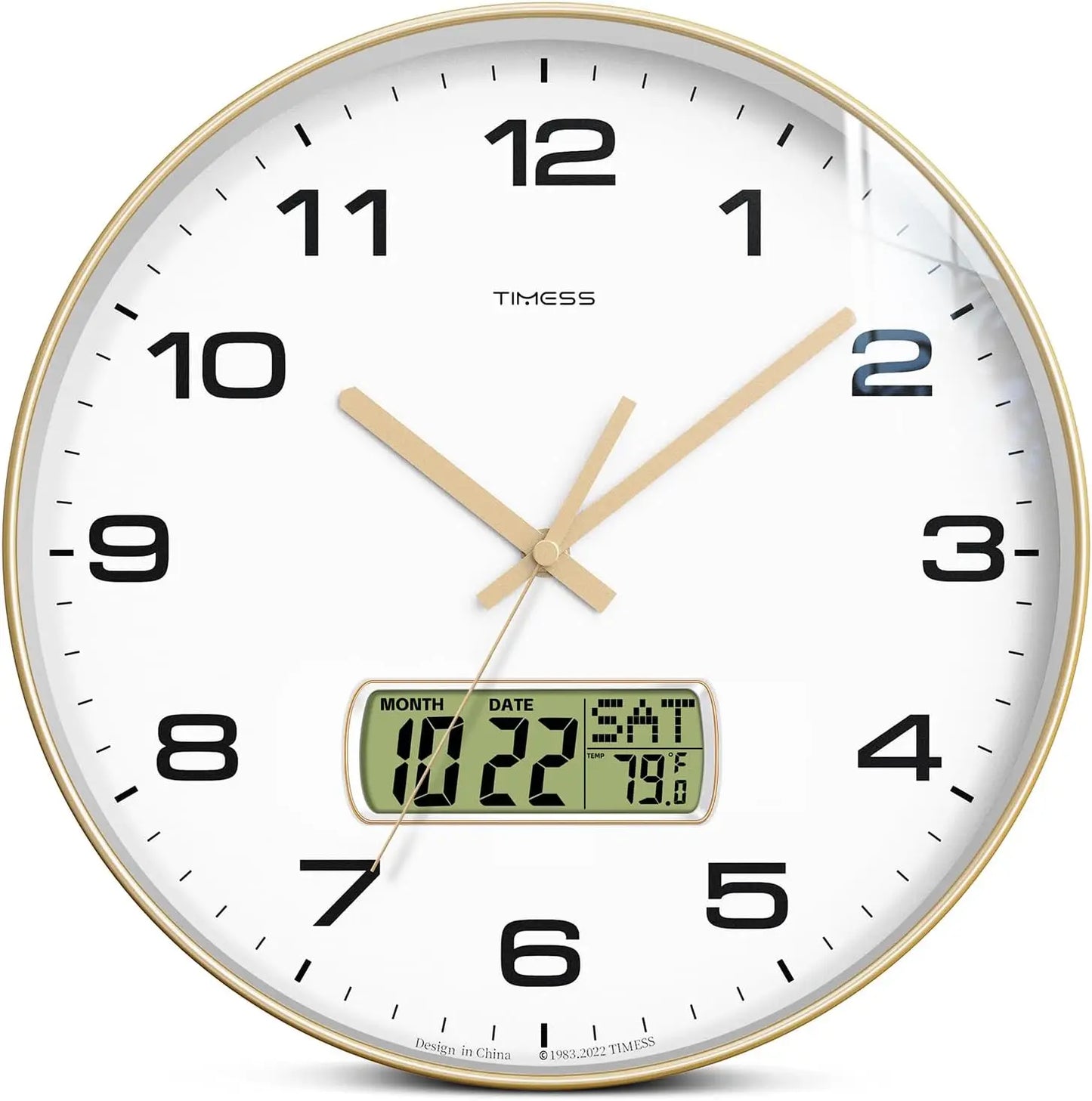 Wall Clock with Calendar & Fahrenheit Temperature Display