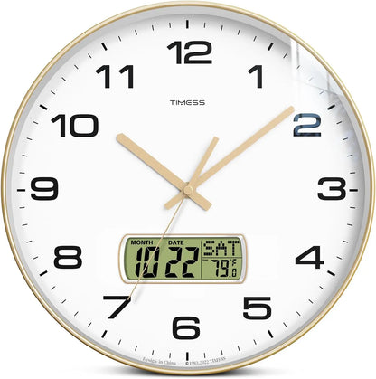 Wall Clock with Calendar & Fahrenheit Temperature Display