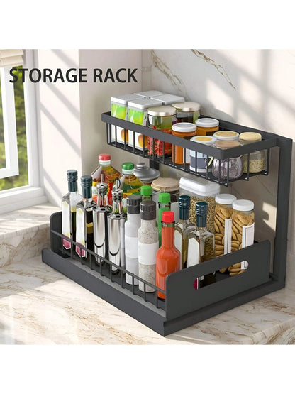 2 Tier Sliding Basket, Cabinet Organizer Drawer