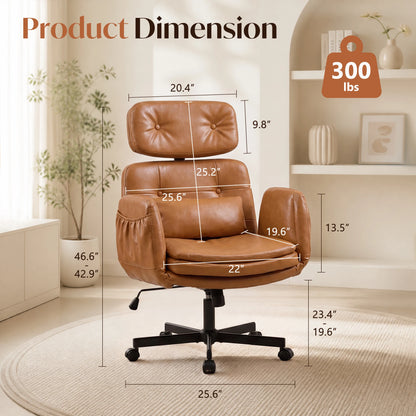 Ergonomic Cross-Legged Computer Desk Vanity Chair with Flip Armrests