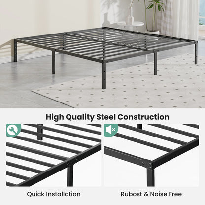 Basic Sturdy Steel Slat Support Bed Frame with 12" Storage Space