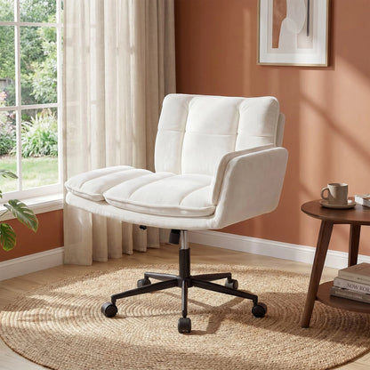 Cross Legged Office Chair with 5-Position Flip-Up Armrest