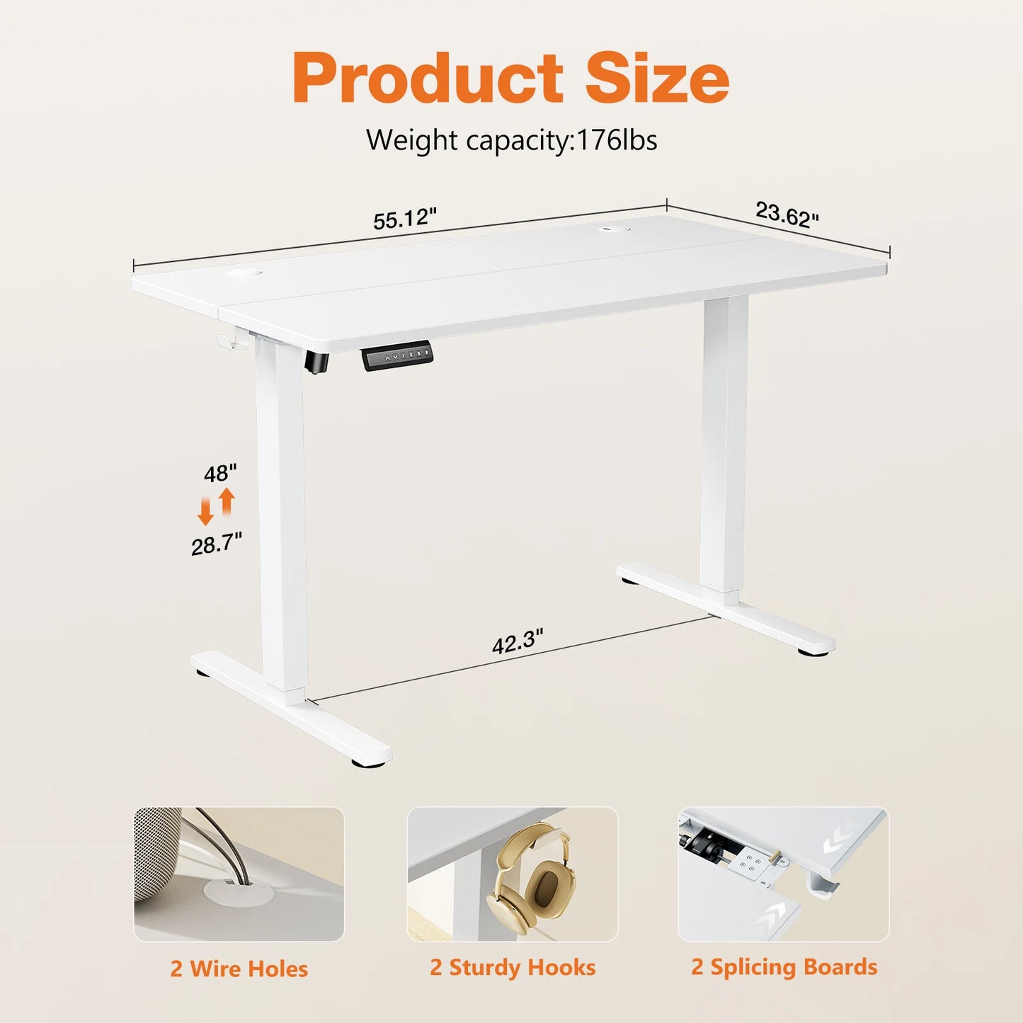 Ergonomic Electric Standing Desk, Height Adjustable
