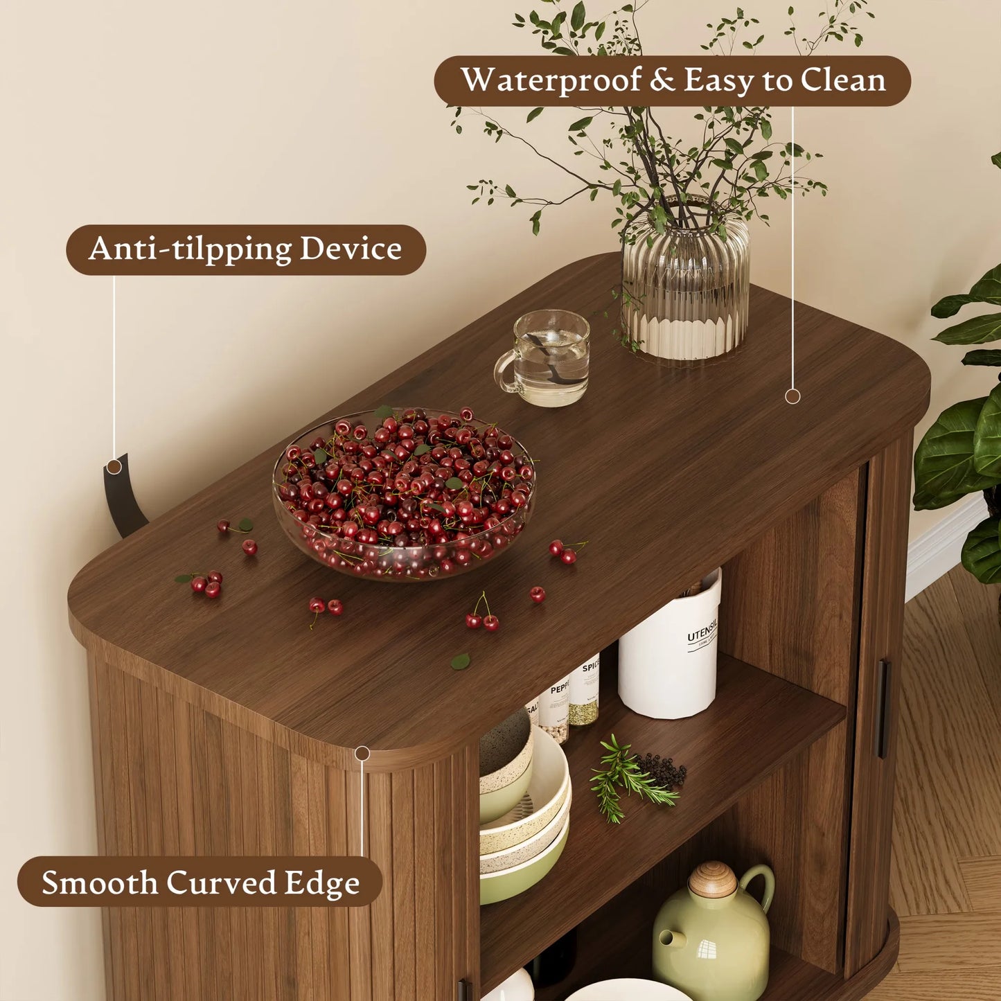 Modern Accent Coffee Bar Console Table for Kitchen, Entryway