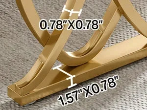Faux Marble Modern Dining Table with Golden Geometric Legs