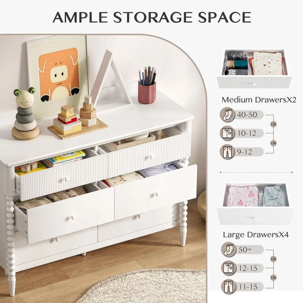 Kids Wood Dresser with Large Storage Drawers
