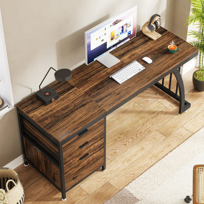 59-Inch PC Desk with 3 Reversible Drawers
