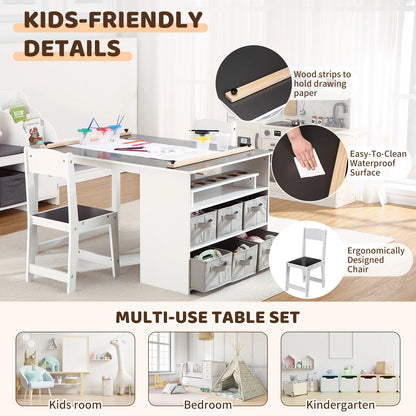 Toddler Craft & Play Wood Activity Table with Storage Bins