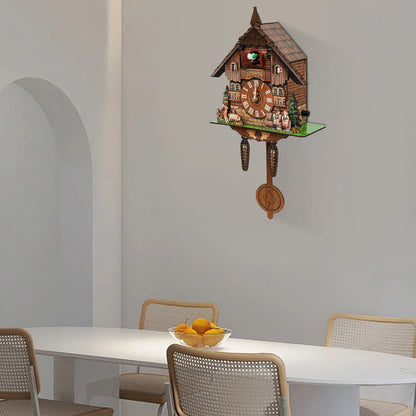 Traditional Antique Chalet Forest House Wall Clock w/ Pendulum