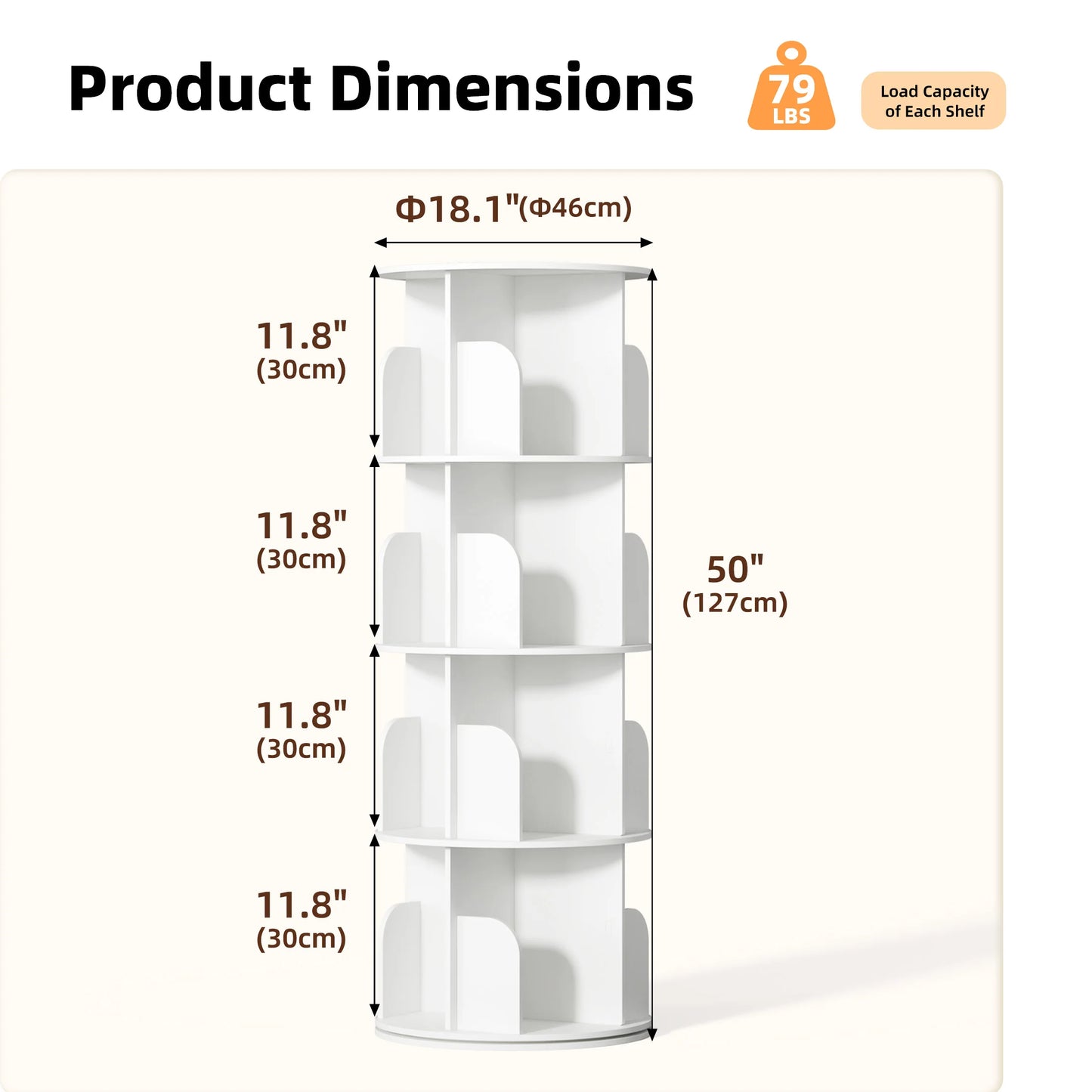 Freestanding 3-4 Tier Rotating Vertical Corner Bookshelf