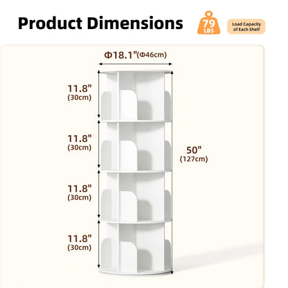 Freestanding 3-4 Tier Rotating Vertical Corner Bookshelf